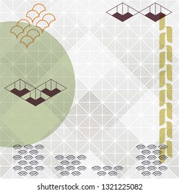 Geometric template with Japanese pattern vector.