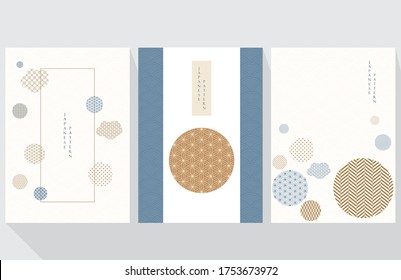 Geometric template with Japanese pattern vector. Abstract background and cover design in Asian style.