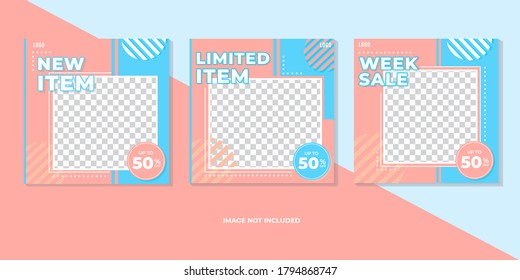 Geometric Template For Social Media And Posts, Vector Illustration. Design Backgrounds For Social Network