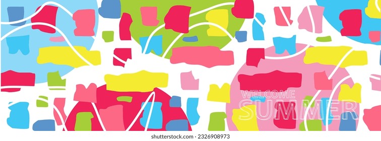 geometric template trendy summer background color, colorful summer pattern template