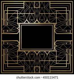 Geometric template vector frames. Shapes of retro style. Line design. You can use it for invitation of posters, flyers, party, advertising. Collage collection of gold shapes.