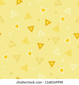 Geometric Tender Seamless Pattern of Yellow Triangles on Light Backdrop. Continuous Minimal Delicate Background for Baby's Stuffs and Children's Products.