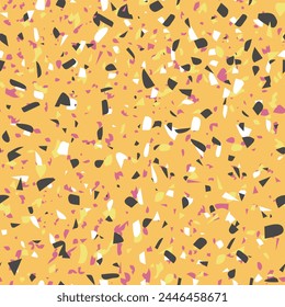 Geometric terrazzo seamless pattern. Abstract colourful modern background. Stone fashion design for web and print. Venetian tile, flooring home decor. Chaotic pastel texture.