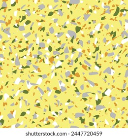 Geometric terrazzo seamless pattern. Abstract colourful modern background. Stone fashion design for web and print. Venetian tile, flooring home decor. Chaotic pastel texture.