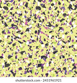 Geometric terrazzo seamless pattern. Abstract colourful modern background. Stone fashion design for web and print. Venetian tile, flooring home decor. Chaotic pastel texture.