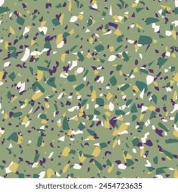 Geometric terrazzo seamless pattern. Abstract colourful modern background. Stone fashion design for web and print. Venetian tile, flooring home decor. Chaotic pastel texture.