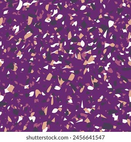 Geometric terrazzo seamless pattern. Abstract colourful modern background. Stone fashion design for web and print. Venetian tile, flooring home decor. Chaotic pastel texture.