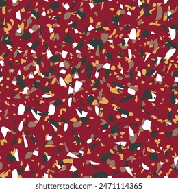 Geometric terrazzo seamless pattern. Abstract colourful modern background. Stone fashion design for web and print. Venetian tile, flooring home decor. Chaotic pastel texture.