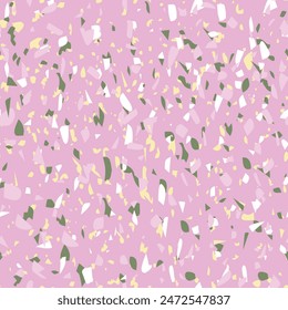 Geometric terrazzo seamless pattern. Abstract colourful modern background. Stone fashion design for web and print. Venetian tile, flooring home decor. Chaotic pastel texture.