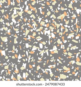 Geometric terrazzo seamless pattern. Abstract colourful modern background. Stone fashion design for web and print. Venetian tile, flooring home decor. Chaotic pastel texture.
