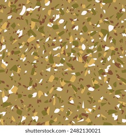 Geometric terrazzo seamless pattern. Abstract colourful modern background. Stone fashion design for web and print. Venetian tile, flooring home decor. Chaotic pastel texture.
