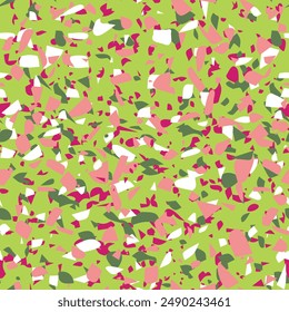 Geometric terrazzo seamless pattern. Abstract colourful modern background. Flooring home decor. Chaotic pastel texture.