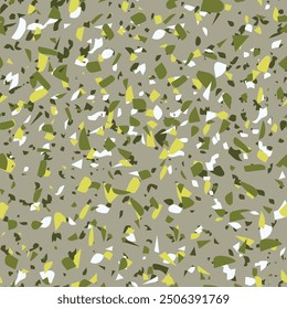 Geometric terrazzo seamless pattern. Abstract colourful modern background. Stone fashion design for web and print. Venetian tile, flooring home decor. Chaotic pastel texture.