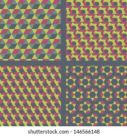 Geometric Textile Pattern Set. Vector Illustration.