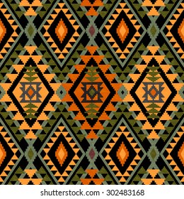 Geometric textile seamless pattern in ethnic style