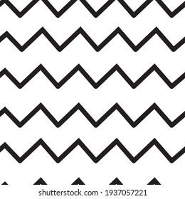 Geometric textile zigzag black and white seamless pattern. Background design texture