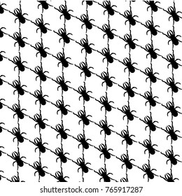 Geometric texture an animal print - a pattern from a rhinoceros beetle. Insects are black on a white background. Beetles are arranged in staggered order - obliquely. Stylish daring design for fabric.
