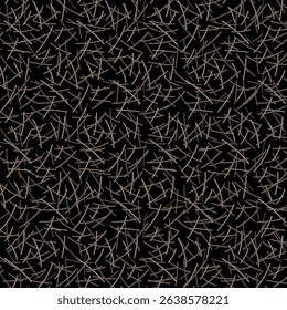 geometric texture of beige dashes on black background, vector backdrop.