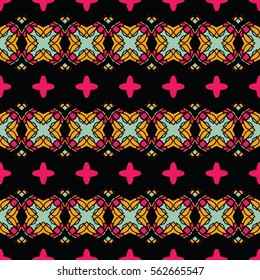 The geometric texture. Boho-chic fashion. Abstract geometric ornaments. Vector illustration. Pattern for textile, print or web design.