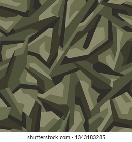 Geometric texture camouflage seamless pattern. Abstract modern camo texture. Urban military and hunting endless background. Vector illustration.