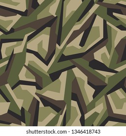 Geometric texture camouflage seamless pattern. Abstract modern camo texture. Urban military and hunting endless background. Vector illustration.