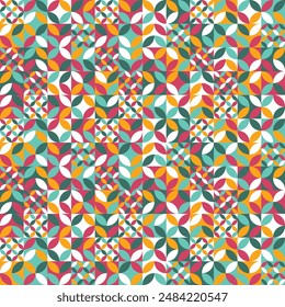Textura geométrica. Fondo abstracto colorido en estilo Bauhaus. Ilustración vectorial