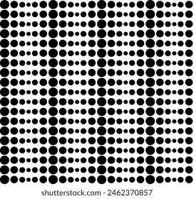 Textura geométrica en forma de puntos negros y círculos sobre un fondo blanco 