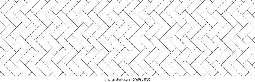 Geometric texture, repeating linear abstract pattern Thin black line seamless vector pattern.Diagonally laid bricks Scandinavian style brick background for kitchen splash back Herringbone pattern