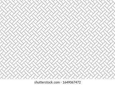 Geometric texture, repeating linear abstract pattern Thin black line vector pattern. Diagonally laid bricks Scandinavian style brick background for kitchen splash back Herringbone pattern