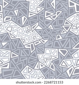 Geometric texture seamless pattern with triangles and polygpnal shapes. Abstract modern camo endless digital ornament for fabric and fashion textile print. Vector background.