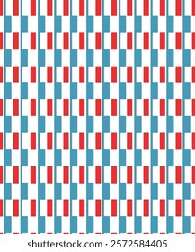 Geometric texture with smooth capsules red with blue pattern on white background vector. Vector repeating texture. Background vector can be used for textile and fashion.