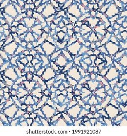 Geometric textured kilim ikat pattern with grunge texture,Vector tie dye shibori print with stripes and chevron. Ink textured summer background. 