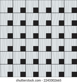 Geometric textured seamless pattern with black squares, vector