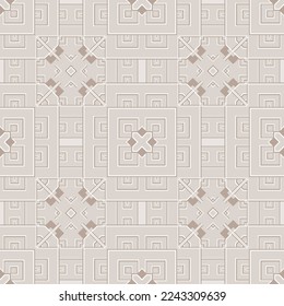 Geometric textured squares seamless pattern. Embossed vector background. Modern repeat relief backdrop. Emboss style geometrical ornaments. Line art endless texture. Structured ornate geometry design.