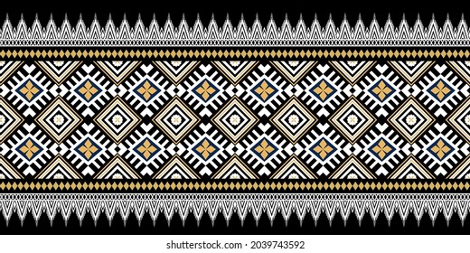 Geometric thai Native ethnic oriental pattern traditional Design for background,carpet,wallpaper,clothing,wrapping,Batik,fabric,Vector,silk, illustration embroidery style.