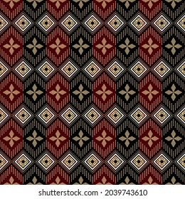 Patrón geométrico thai nativo oriental tradicional Diseño para fondo, alfombra, papel pintado, ropa, envoltura, batik, tela, vector, seda, estilo de bordado ilustrado.