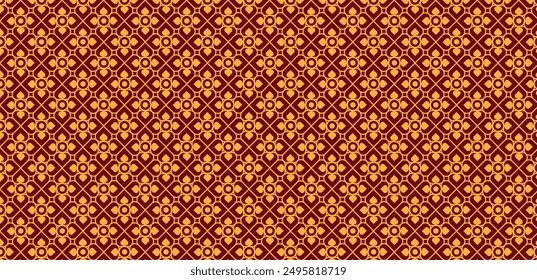 Geometric Thai style flowers brown and yellow vector
seamless pattern for background and wallpaper.