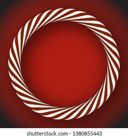 geometric thorus shadowed against red background, abstract vector art illustration