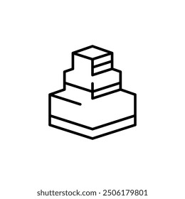 Geometric tiered cake icon. Simple geometric cake icon with tiered design for social media, app, and web design. Vector illustration.