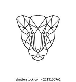 diseño geométrico del tigre. Ilustración simple del vector del emblema silvestre poligonal