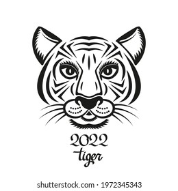 geometric tiger face symbol of 2022. Chinese New Year concept for the signs of the zodiac. vector illustration isolated on white background in asian style