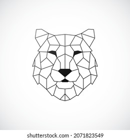 Geometric Tiger Head. Abstract polygonal style. Wild cat Line contour for tattoo, emblem, t-shirt design etc. Stock vector illustration.