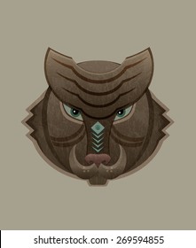 Geometric tiger head. Editable grunge effect.