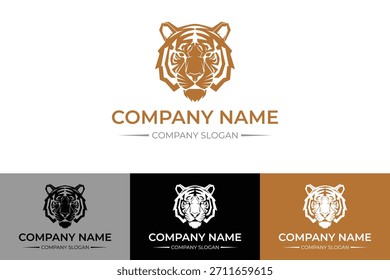 Design Geométrico Tiger Head Logo Com Nome Da Empresa E Slogan animal