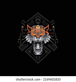 Geometric tiger head  vector logo