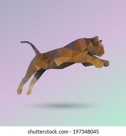 Geometric Tiger on Triangle Pattern - Vector 
