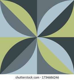 Geometric tile with a circle in monochrome colors and a gold pattern.
