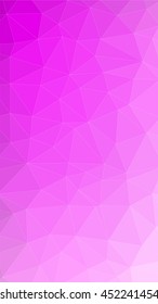 Geometric tile mosaic with pink triangles separated by white lines. Abstract polygonal and low poly pattern background. Ideal for screen HD wallpaper on smartphone or other works and design.