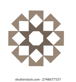 Geometric tile ornament. Eight point Vector star. Brown gray mandala. Abstract shape pattern. EPS 10.