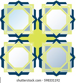 Geometric Tile Pattern Blue & Yellow